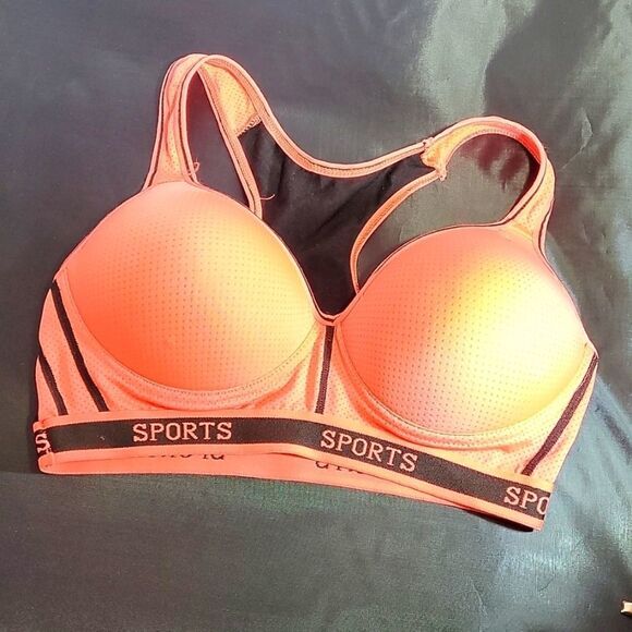 BRIGHT ORANGE&BLACK SPORT BRA - Picture 1 of 14